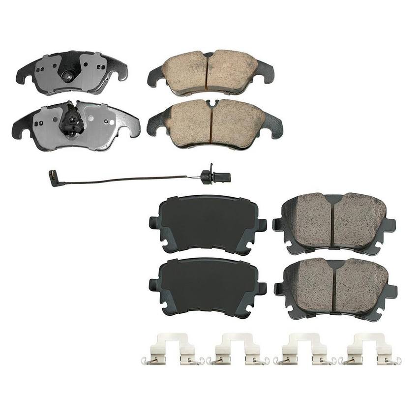 Audi Disc Brake Pad Set Kit - Front and Rear (Ceramic) (EURO) 8K0698451G - Akebono Euro Ultra-Premium 4096950KIT